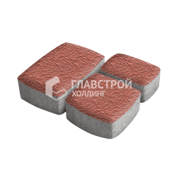 Тротуарная плитка Классика 3 камня, красная с мраморной крошкой, 4 см